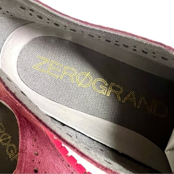 Cole Haan ZeroGrand Perforated Wingtip Oxford - Zinfandel Red Suede women’s 9B - Picture 4 of 9